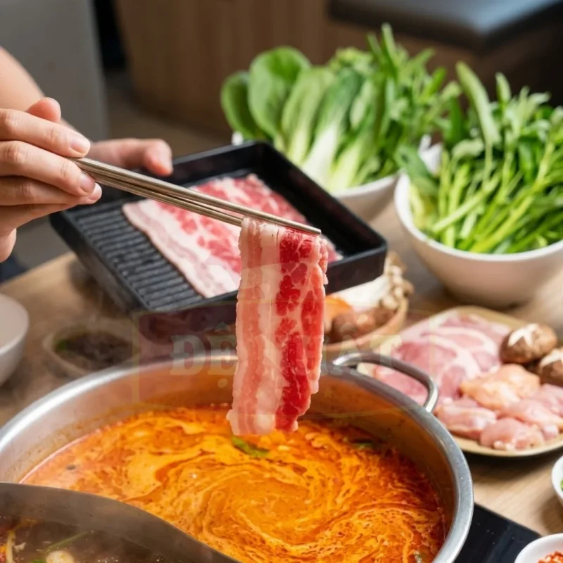 Ba chỉ bò Mỹ cuộn nhúng lẩu