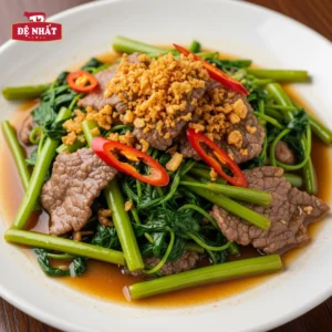 Cách làm thịt bò xào rau muống ngon giòn, không bị dai đơn giản tại nhà