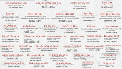 Menu nhà hàng Madame Lân, đánh giá chi tiết món ngon và không gian