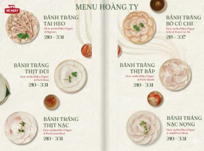 Menu nhà hàng Hoàng Ty - đặc sản Trảng Bàng có gì? Đáng thử không