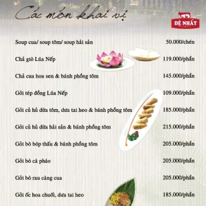 Menu nhà hàng Lúa Nếp - Gợi ý món ngon, giá tham khảo và trải nghiệm ăn uống