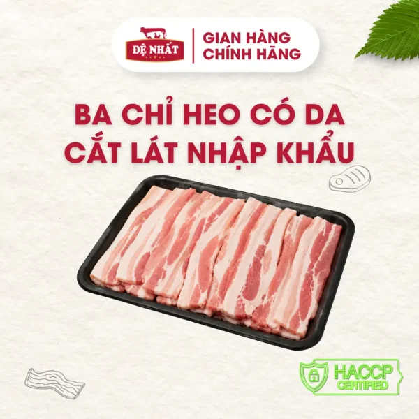 Ba chỉ heo có da cắt lát nhập khẩu