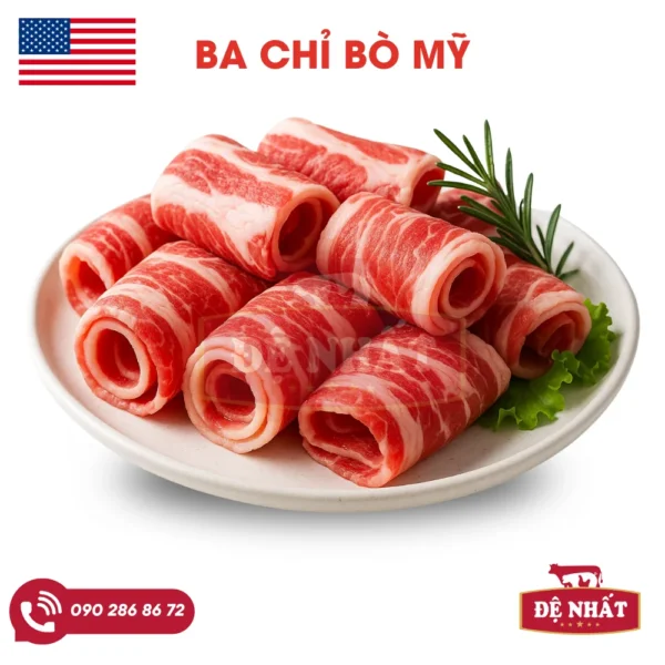 Ba chỉ bò Mỹ nhập khẩu giá sỉ, lẻ